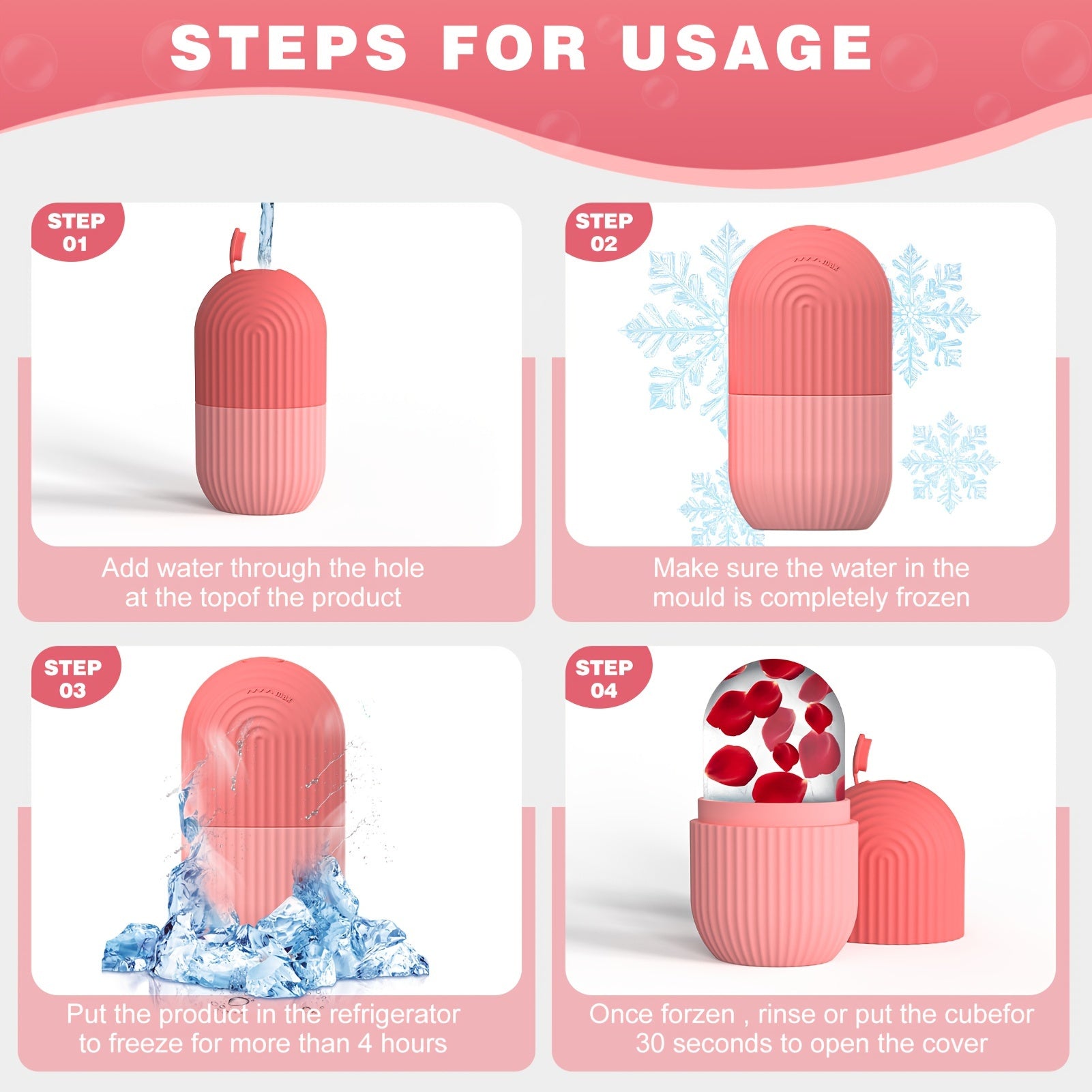 Unisex Silicone Ice Roller for Face Cooling Gel Core Puffiness Reduction Beige