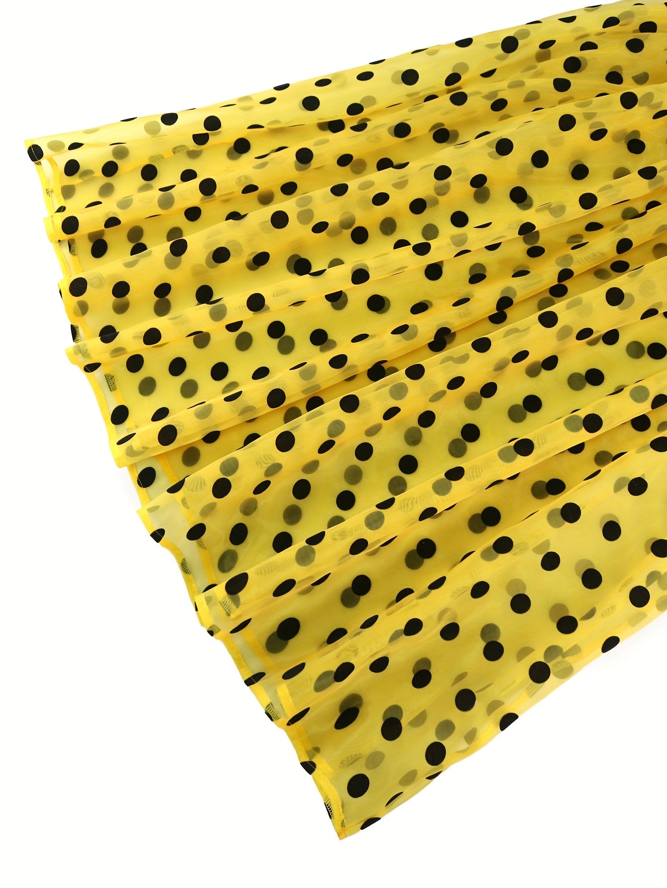 Women's Plus Size Polka Dot Gauze A-Line Dress with Puff Sleeves and Flared Hem