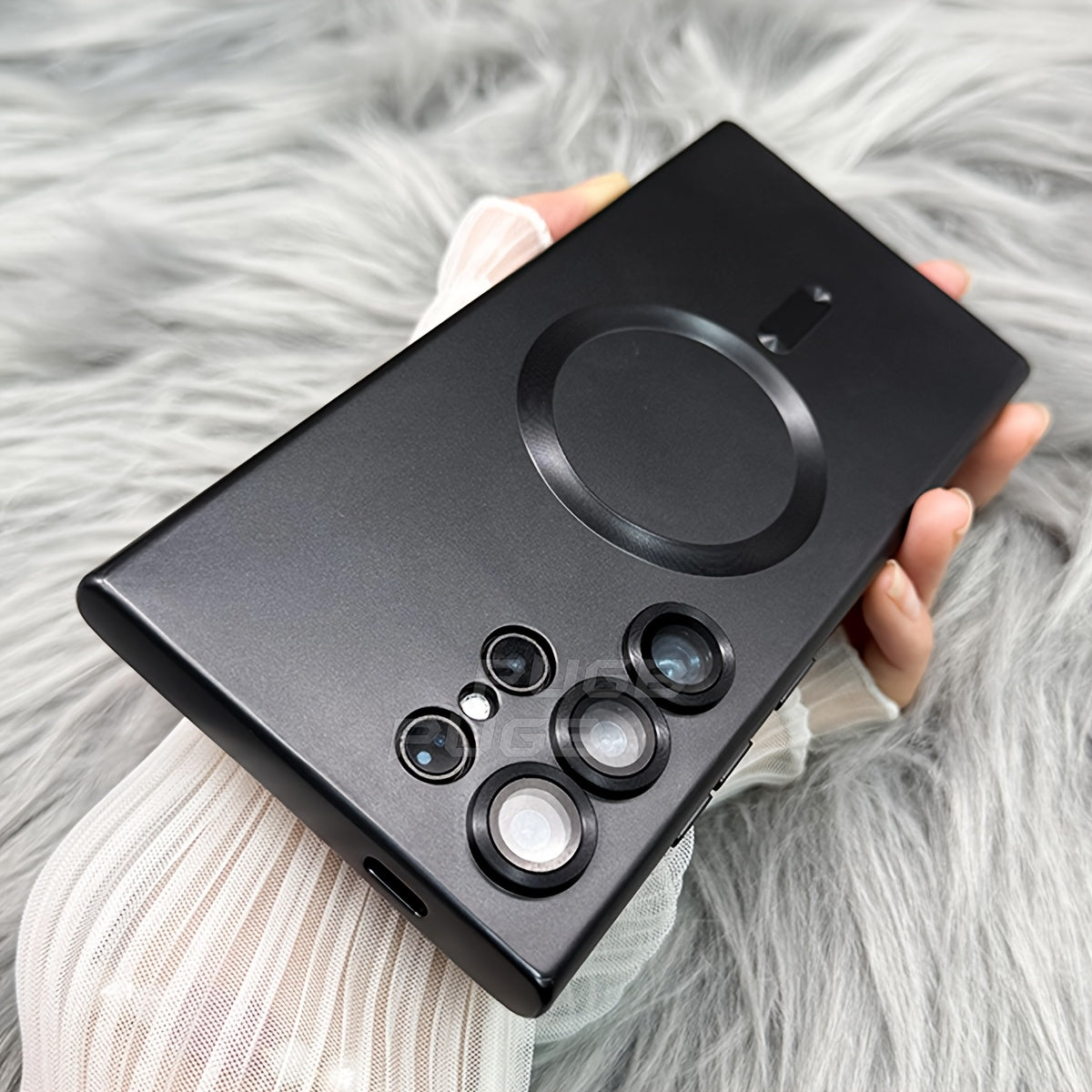 Luxury Matte Magnetic Soft Bumper Phone Case for Samsung Galaxy S21 Ultra Plus with Lens Protector and Wireless Charging