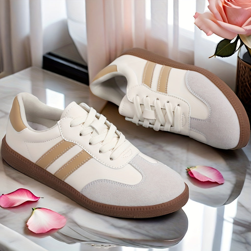 Women's Colorblock Lace-Up Sneakers with Soft Platform Sole for Casual Walking