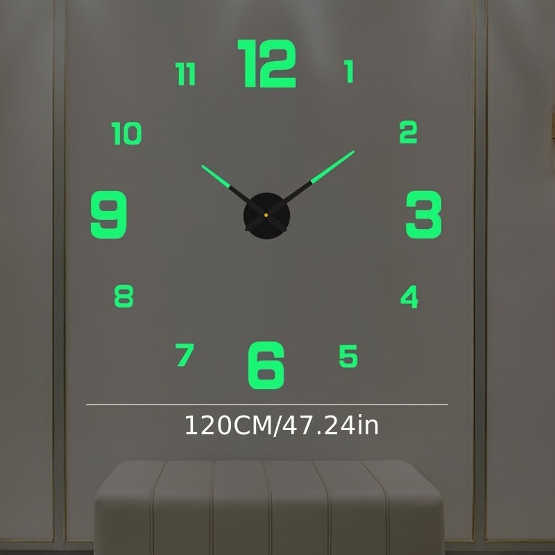 40cm Modern Digital Wall Clock Large Luminous Display Silent Acrylic Mirror Black Numbers for Living Room Bedroom