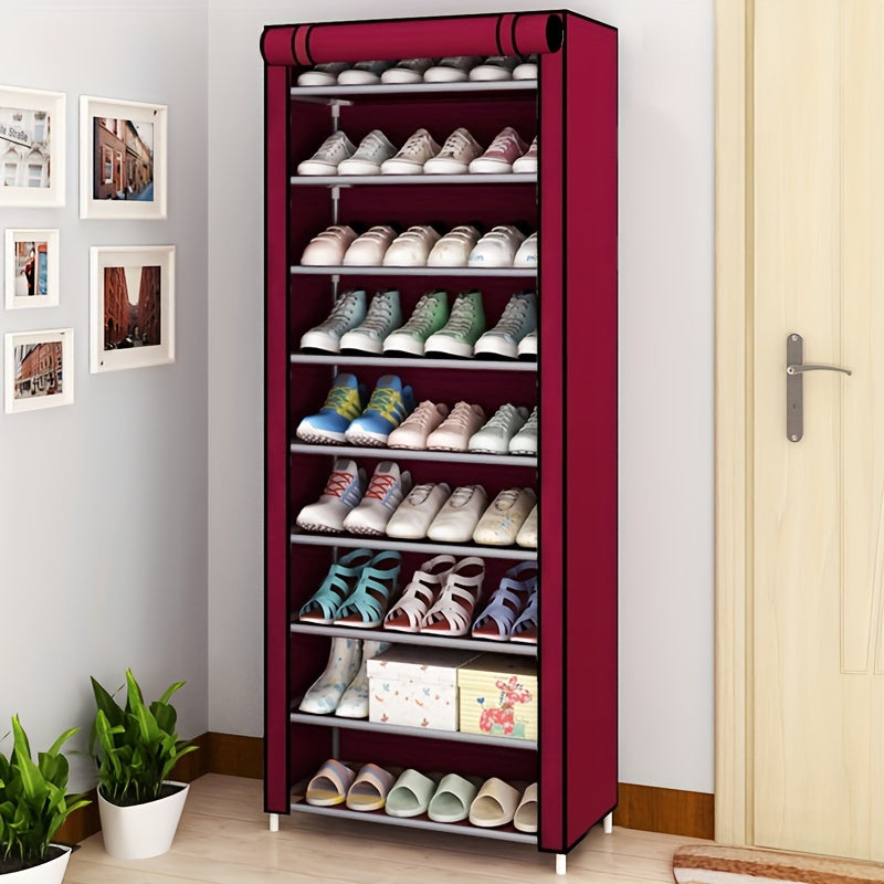 10-Tier Shoe Rack with Dustproof Cover Space-Saving Multi-Layer Shoe Organizer for Home Dorms