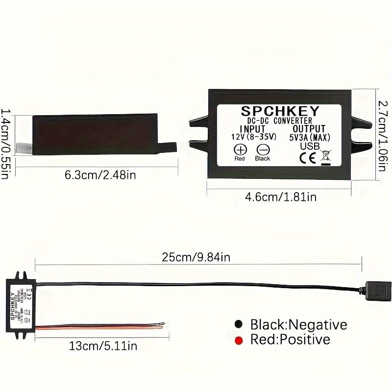 12V to 5V DC-DC Step Down Voltage Converter with USB Output for 36V and Lower