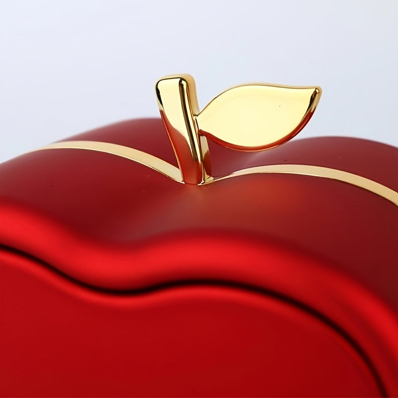 Red Apple Gift Box with Heart Pendant Necklace Rose Gold Plated Synthetic Zirconia Jewelry for Women