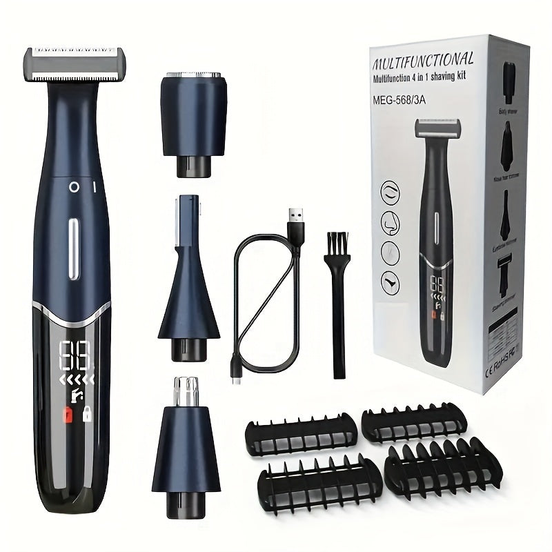 Men's Electric Beard Trimmer Kit for Face, Nose, Ear Hair Removal