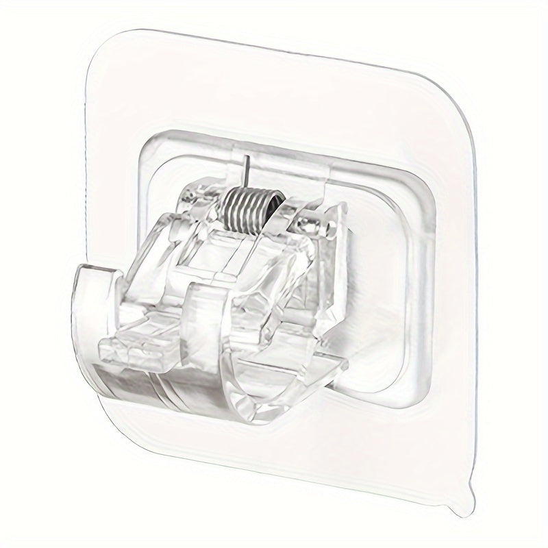 Easy-Install Clear Plastic Curtain Rod Hooks No-Drill Wall Mount Clips