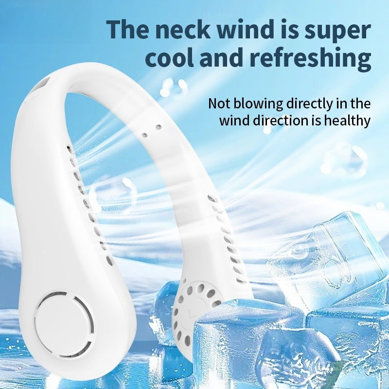 Portable USB Neck Fan Wearable Rechargeable 5-Speed Quiet Cooling Strong Winds
