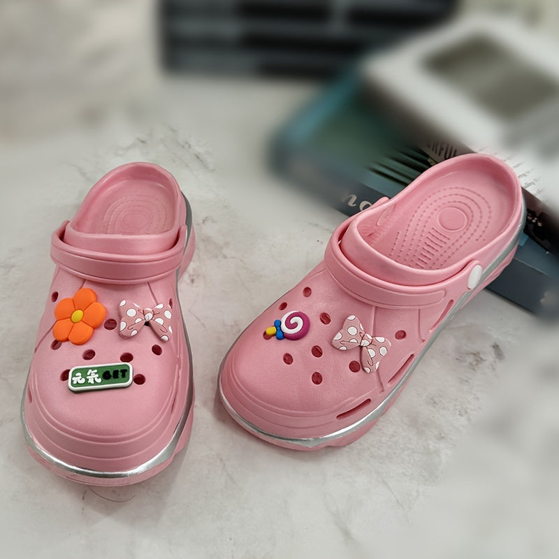 Women's Pink Floral Bow Sandals Lightweight EVA All-Season Platform