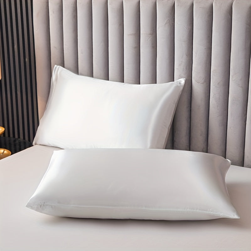 Set of Three Satin Duvet Cover and Pillowcases Solid Color Bedding Set