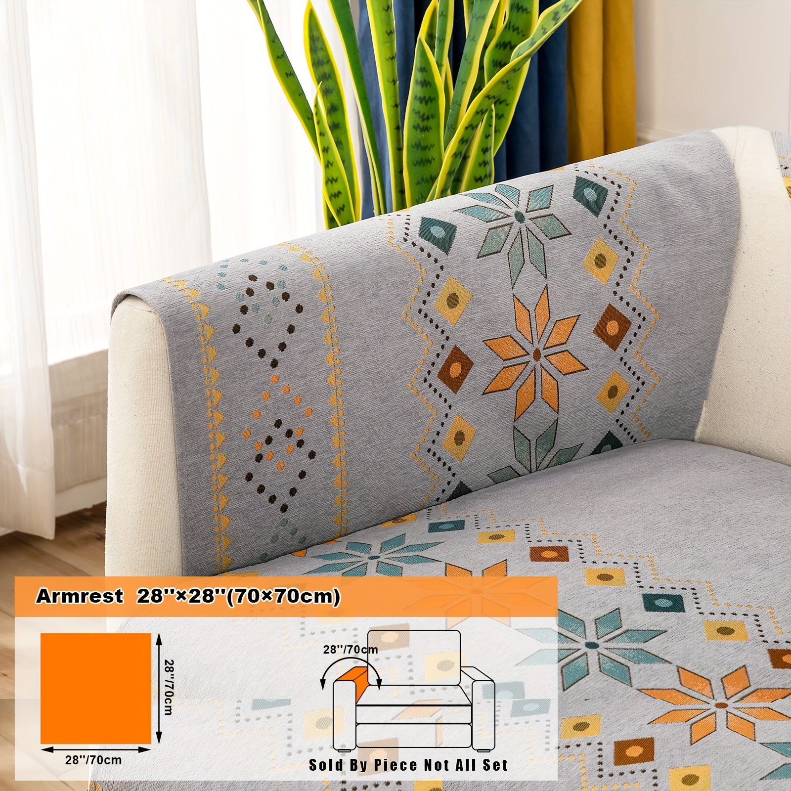 Bohemian Embroidered Sofa Slipcover with Pillowcase and Cushion Covers for Living Room and Bedroom