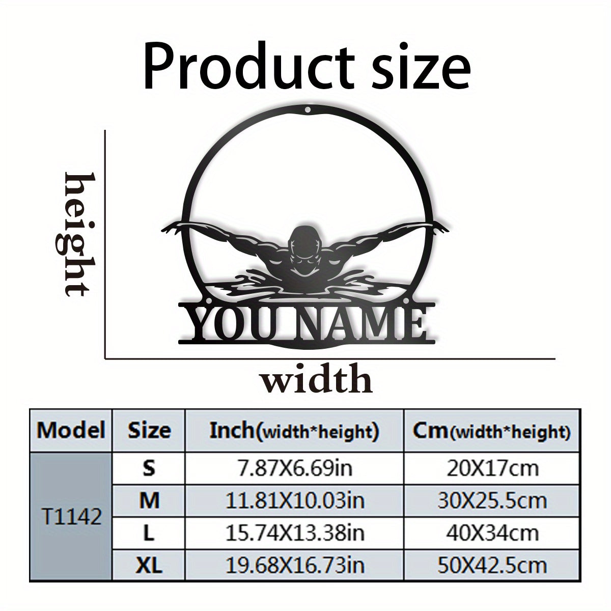 Cast Iron Wall Art with Customized Name Butterfly Stroke Design for Home and Nursery Decor