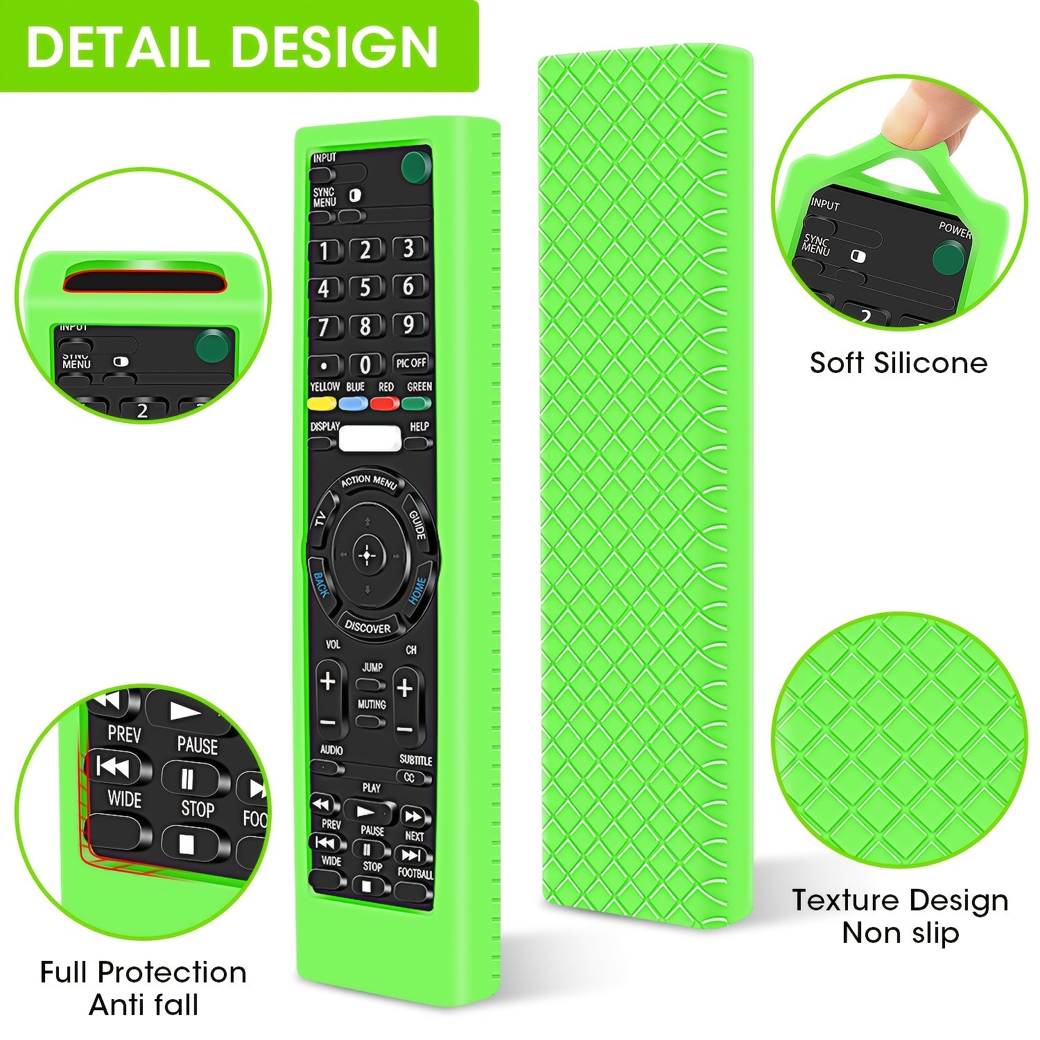 Funda protectora de silicona para mandos a distancia de Smart TV, antideslizante, duradera, verde y negro