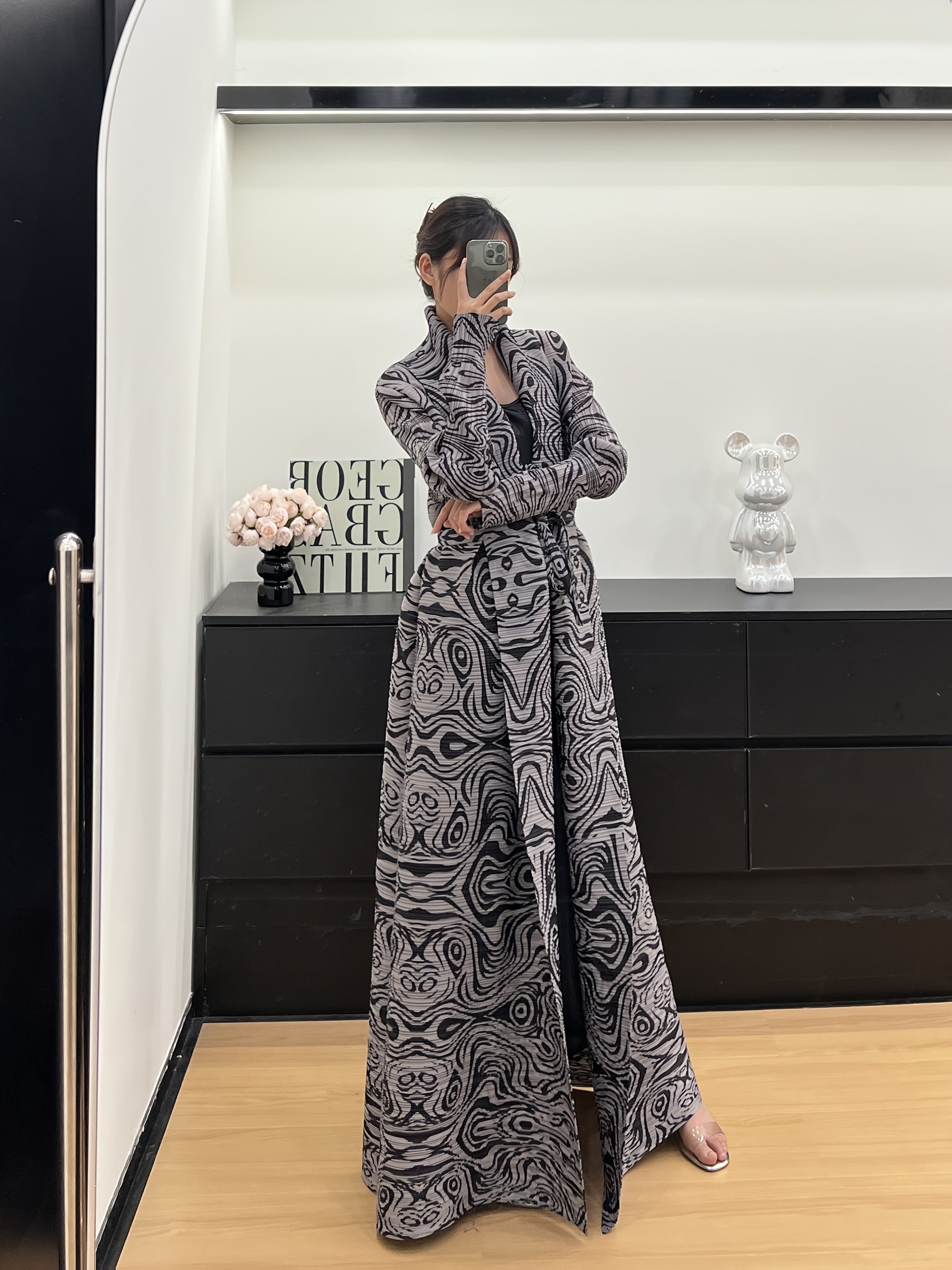 Women's Plus Size Abaya Lightweight Floral Pattern Black White Summer Dress