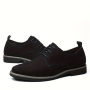 Men's Black Leather Oxford Sneakers with Rubber Sole for Business and Casual Wear