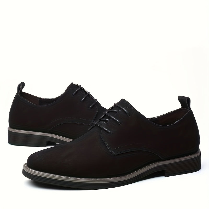 Men's Black Leather Oxford Sneakers with Rubber Sole for Business and Casual Wear