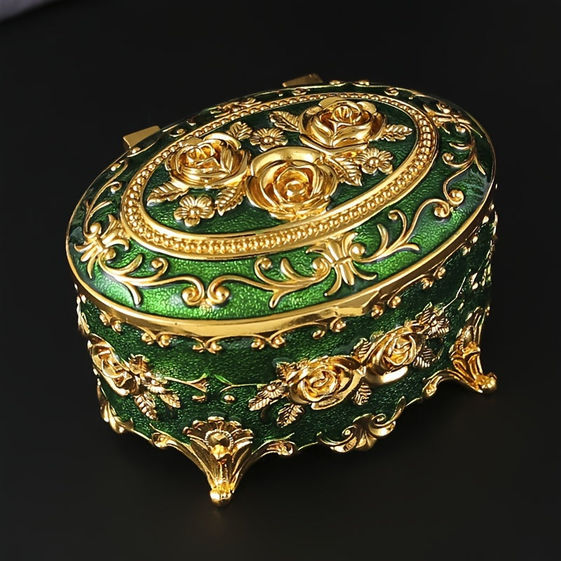 Emajl zargarlik buyumlari qutisi uchun quloqchinlar, uzuklar va taqinchoqlar Retro metall tashkilotchisi ayollar uchun sovgʻa