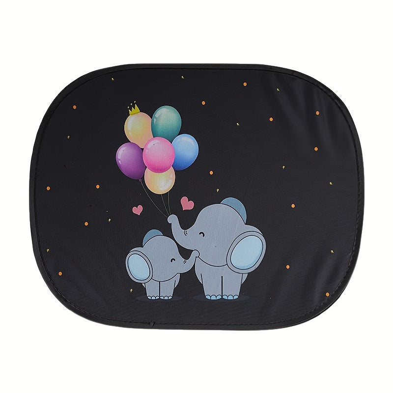 2-Pack Cartoon Animal Nylon Car Sunshades Universal Fit Window Curtains Cooling Insulation Shades