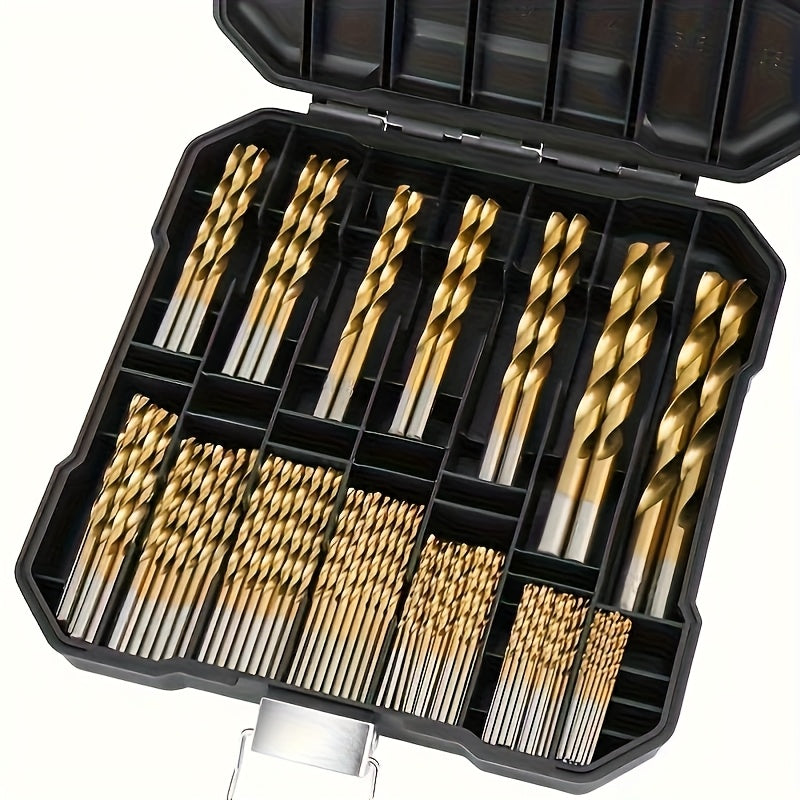 50 Pcs Titanium Coated High Speed Steel Drill Bits Set for Wood Metal Jewelry