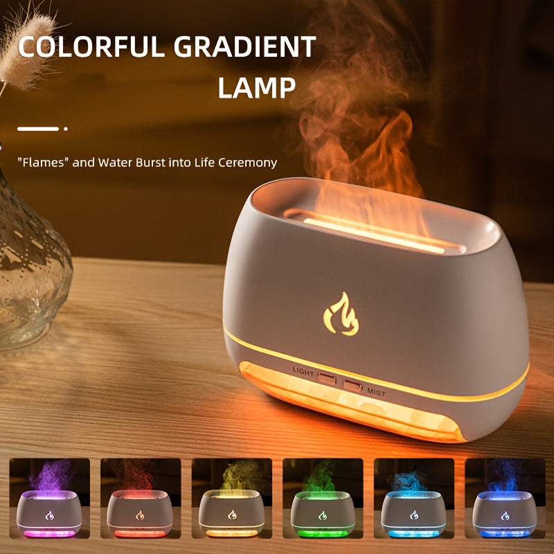 Portable Salt Stone Flame Air Humidifier 200ml USB Rechargeable Nightlight