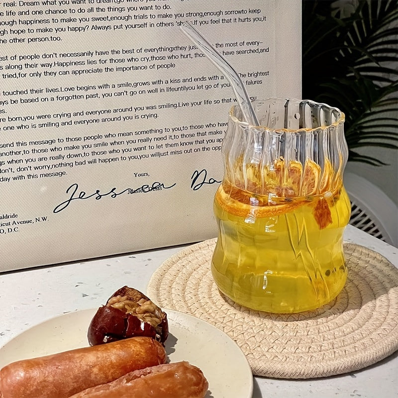 Ribbed Glass Cup Vintage Design Multi-Use Kitchen and Restaurant