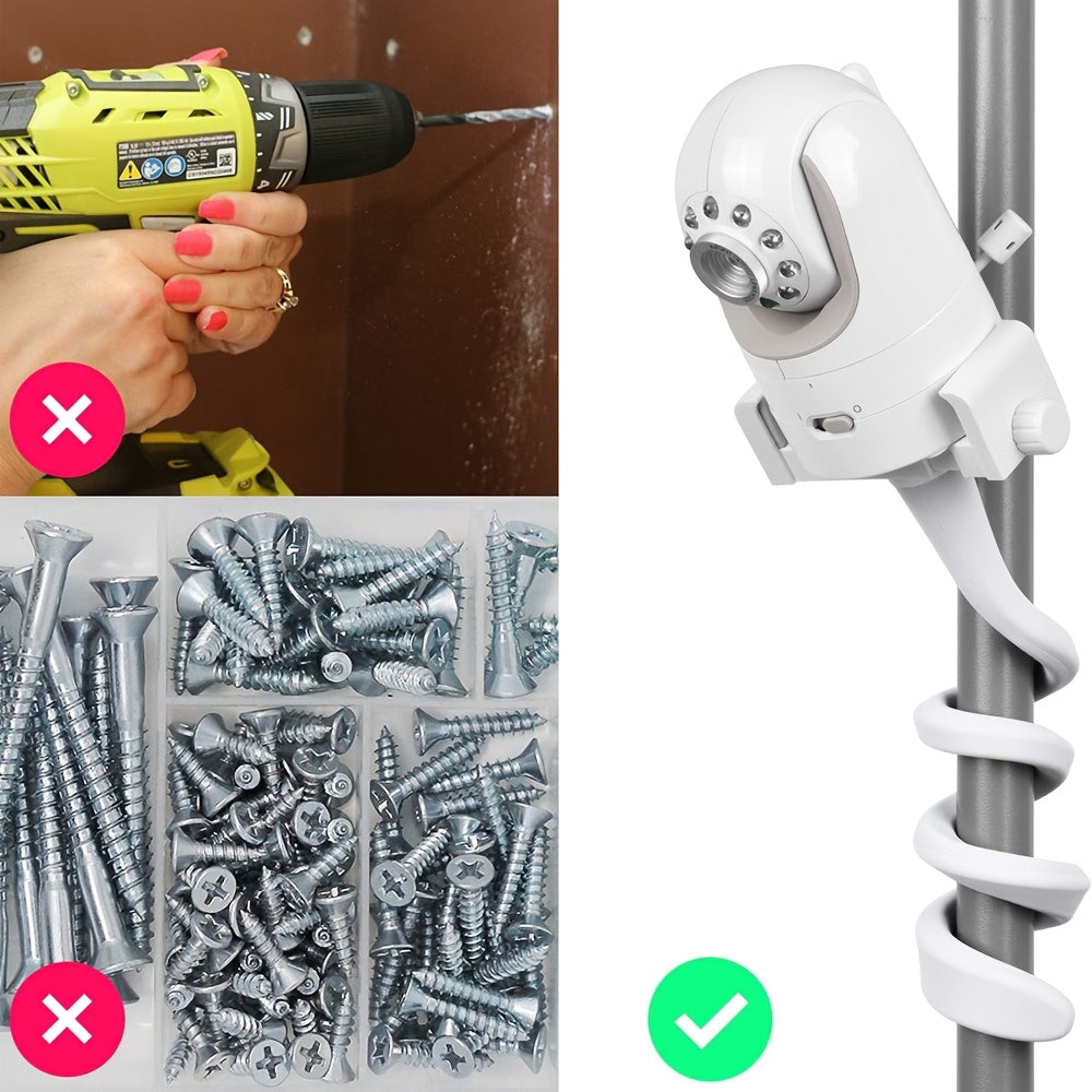 Flexible Camera Mount for Indoor Monitors and Cameras, Silicone Grip, Aluminum Alloy, Clip Attachment