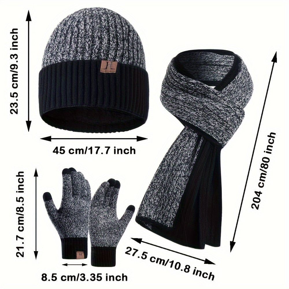 Knit Beanie Scarf Gloves Set Winter Accessories Warm Cozy Gift