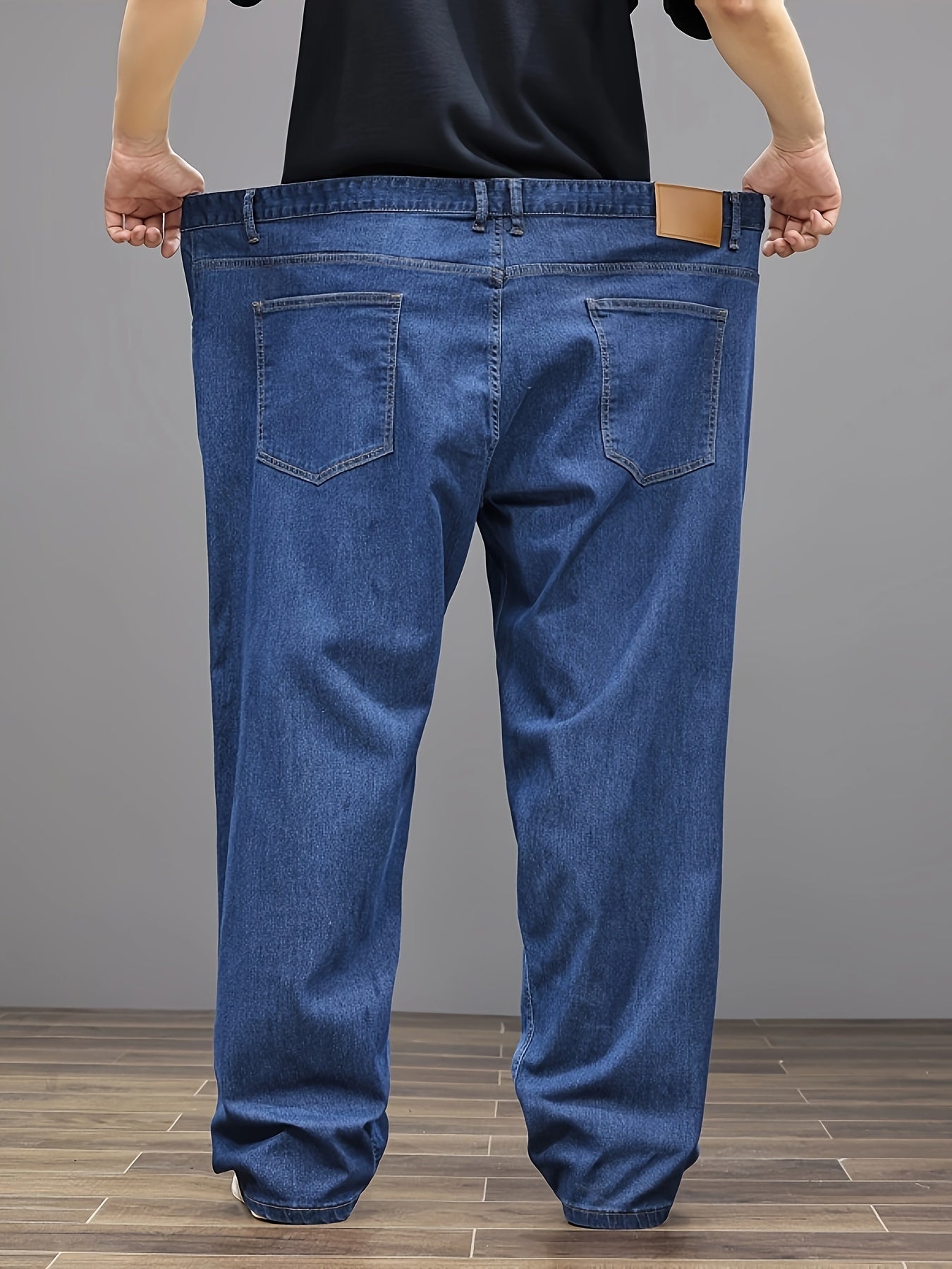 Men's Plus Size Stretch Denim Jeans Relaxed Fit Elastic Waist Casual All-Season