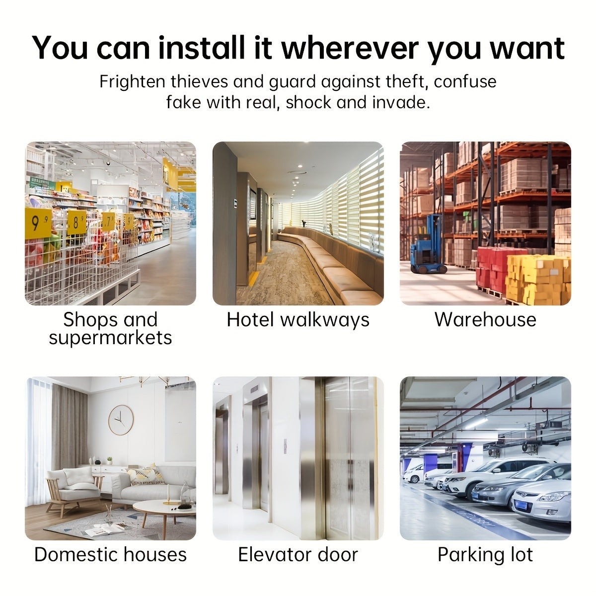 Black Plastic Fake CCTV Camera with Flashing LED for Security Monitoring