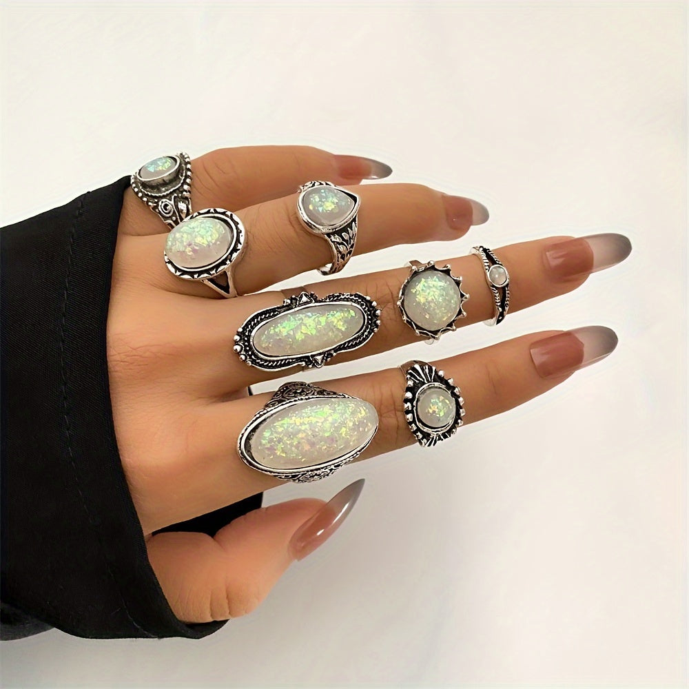 Juego de 39 anillos bohemios apilados para mujer, joyería de moda retro