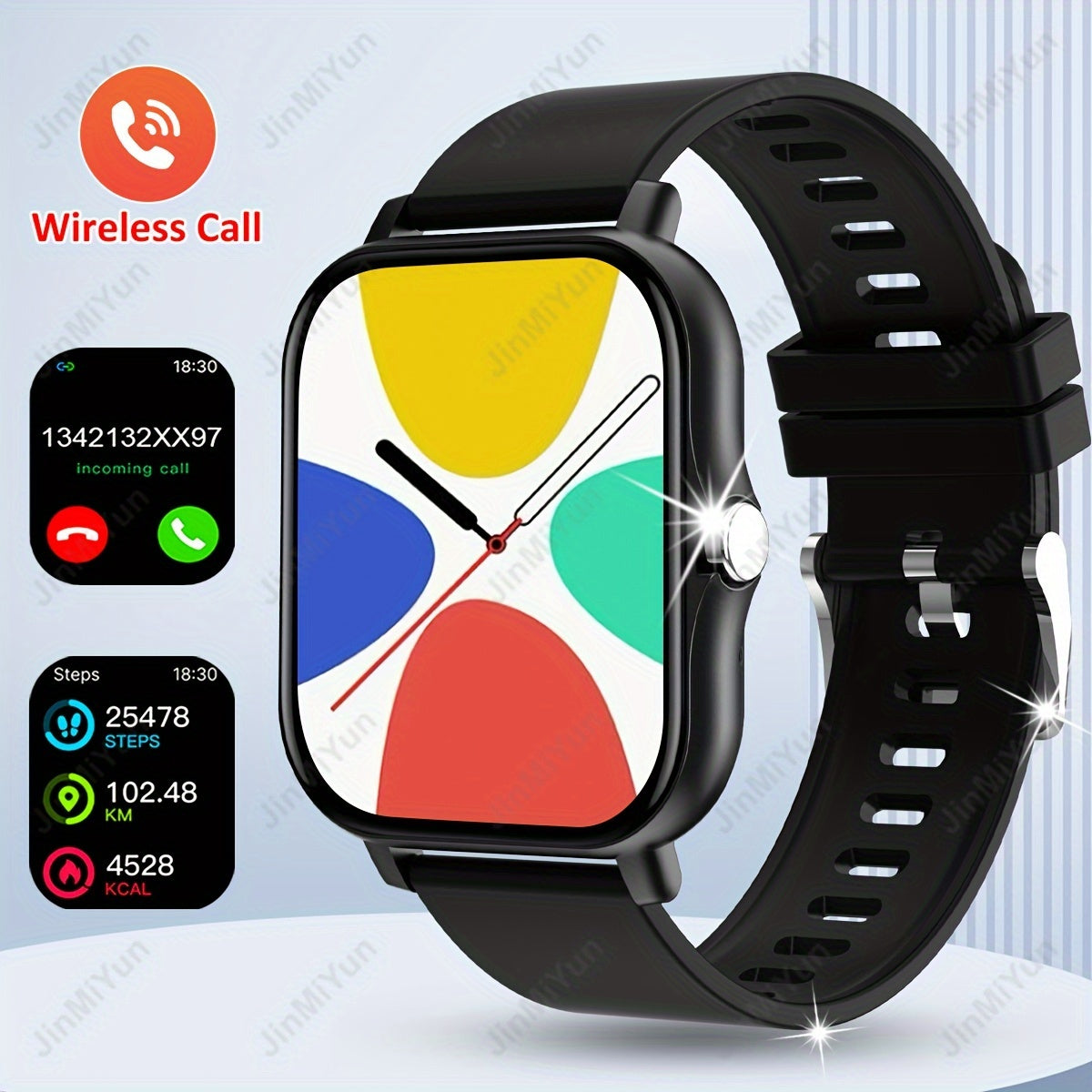 Smartwatch for Men and Women 1.83 Inch Full Screen Touch Fitness Tracker with Wireless Calls and Text Pink Band