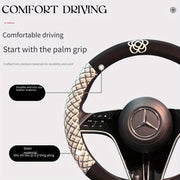 Universal Breathable Linen Steering Wheel Cover Sweat-Absorbent Anti-Slip All-Season Car Grip