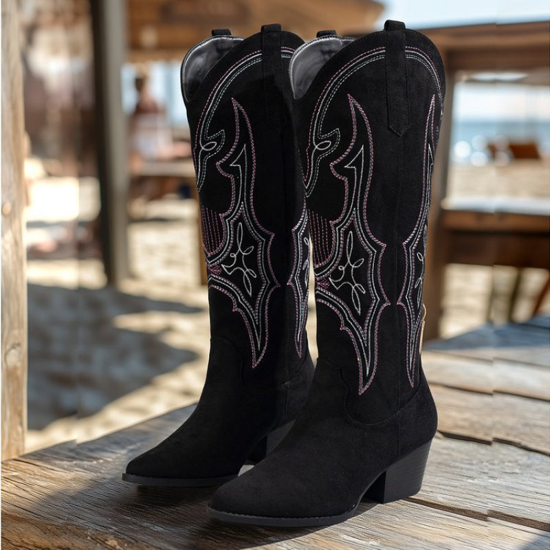 Women's Western Boots Leather Grassland Travel Wedding Shoes