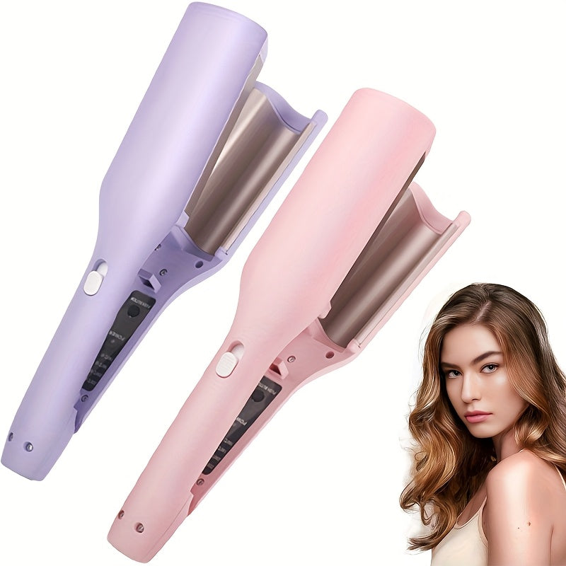 Curling Iron with 2 Barrel Ionic Waver Quick Heating Wand for Wide Deep Waves