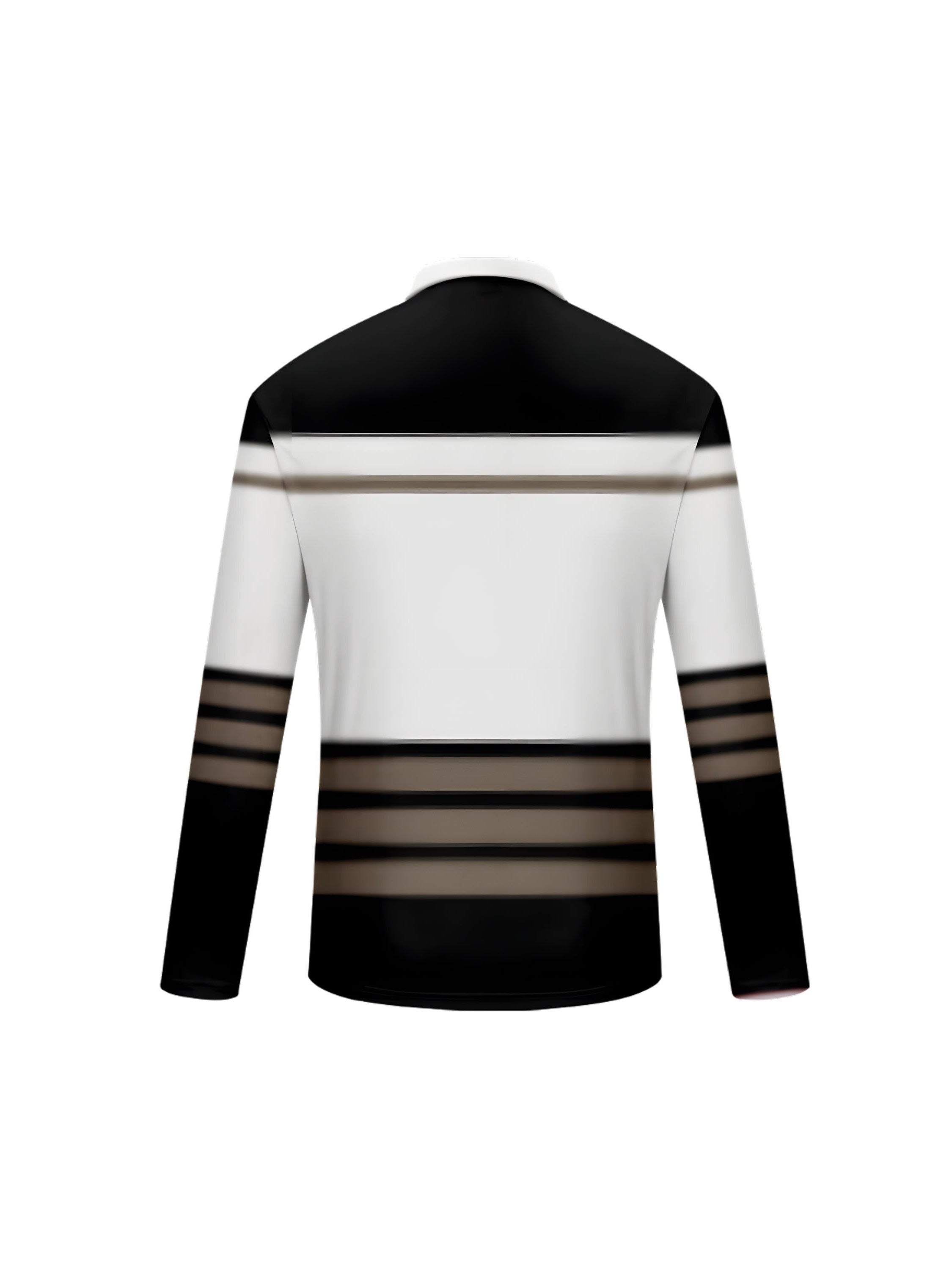 Men's Long-Sleeve Striped Polo Shirt with Zipper and Lapel Collar