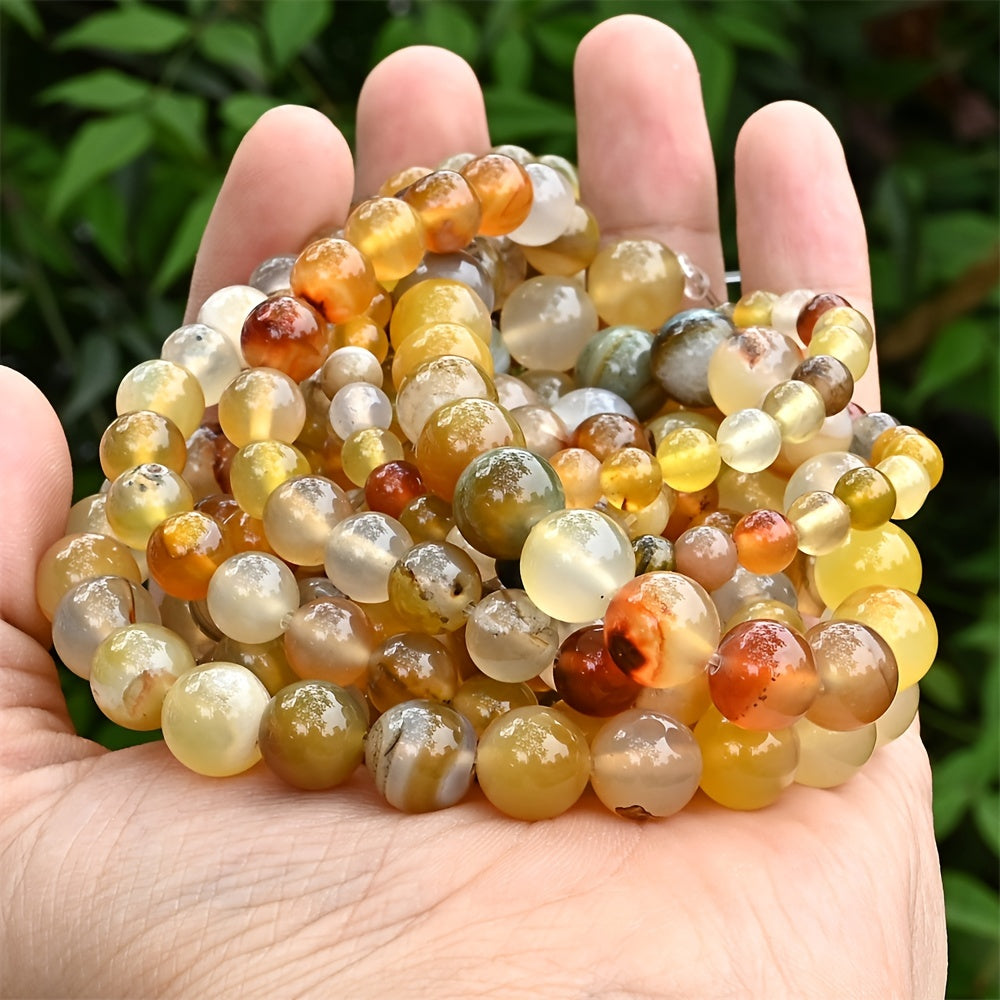 Set of Natural Stone Beads 6mm 8mm 10mm with Amber Agate Spacer Beads for Jewelry Making