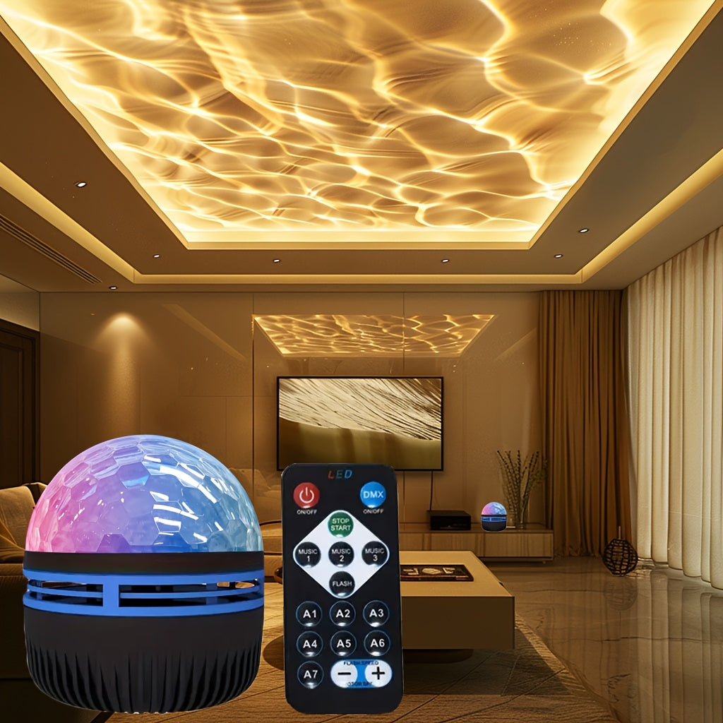 Water Ripple LED Night Light with Remote Control USB Powered Dimmable Black Plastic