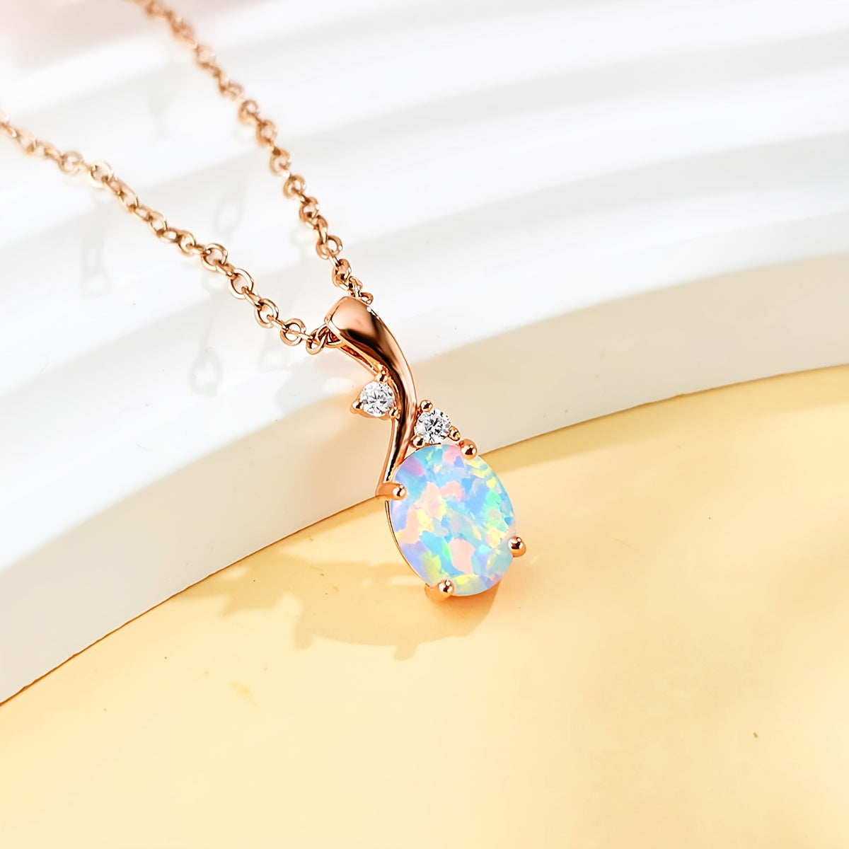 Gold Plated Copper Opal Necklace for Women Stylish Jewelry