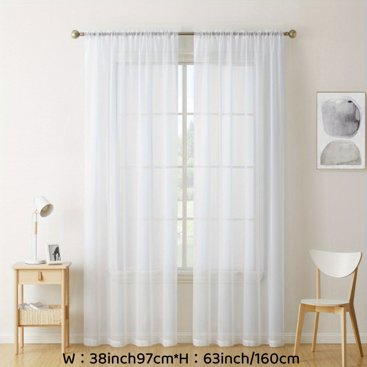 Sheer Voile Curtain Panels for Living Room Bedroom Kitchen Semi-Transparent Polyester