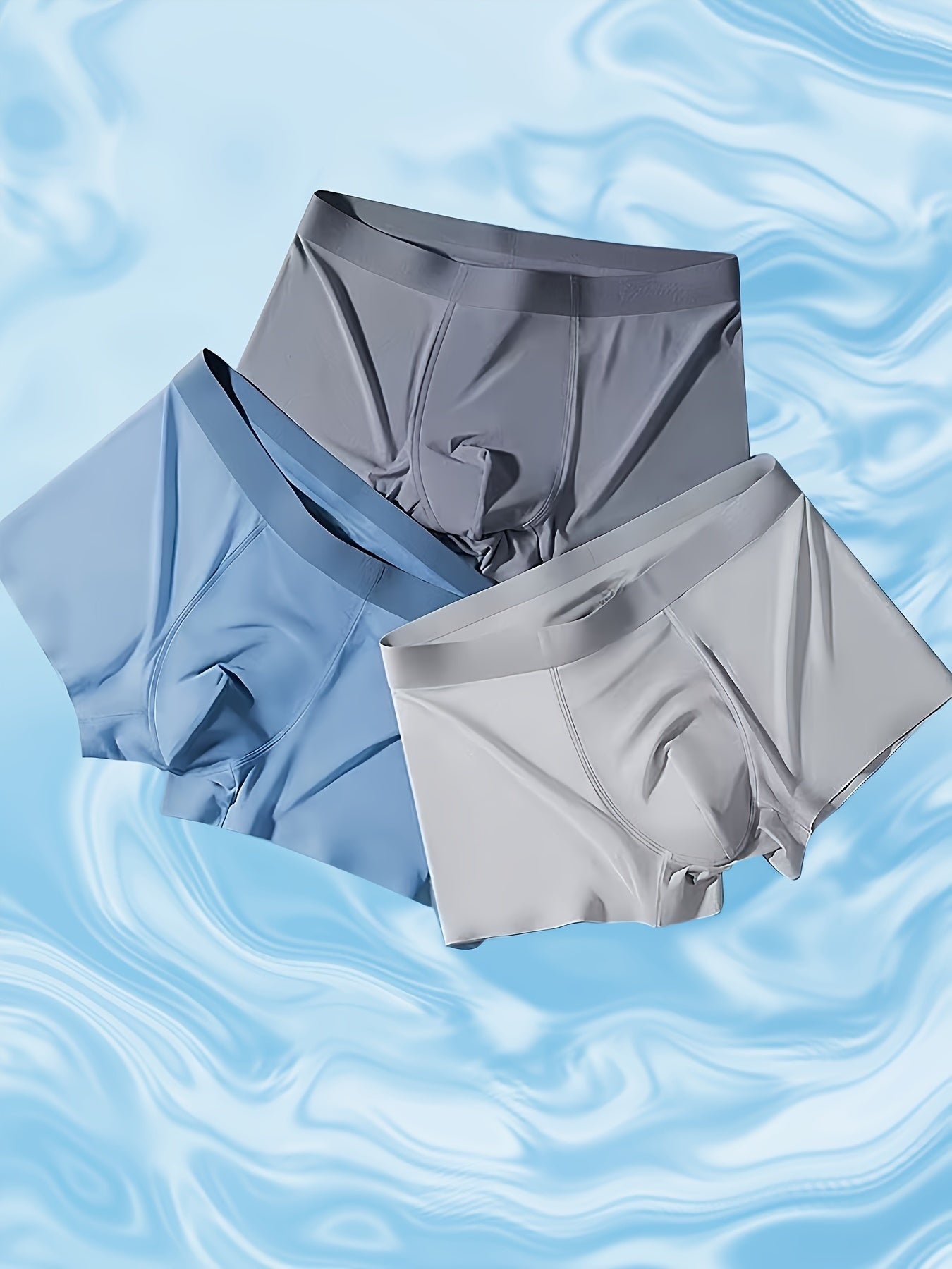 Men's Seamless Breathable Cotton-Polyamide Underwear 3 Pack in Solid Colors