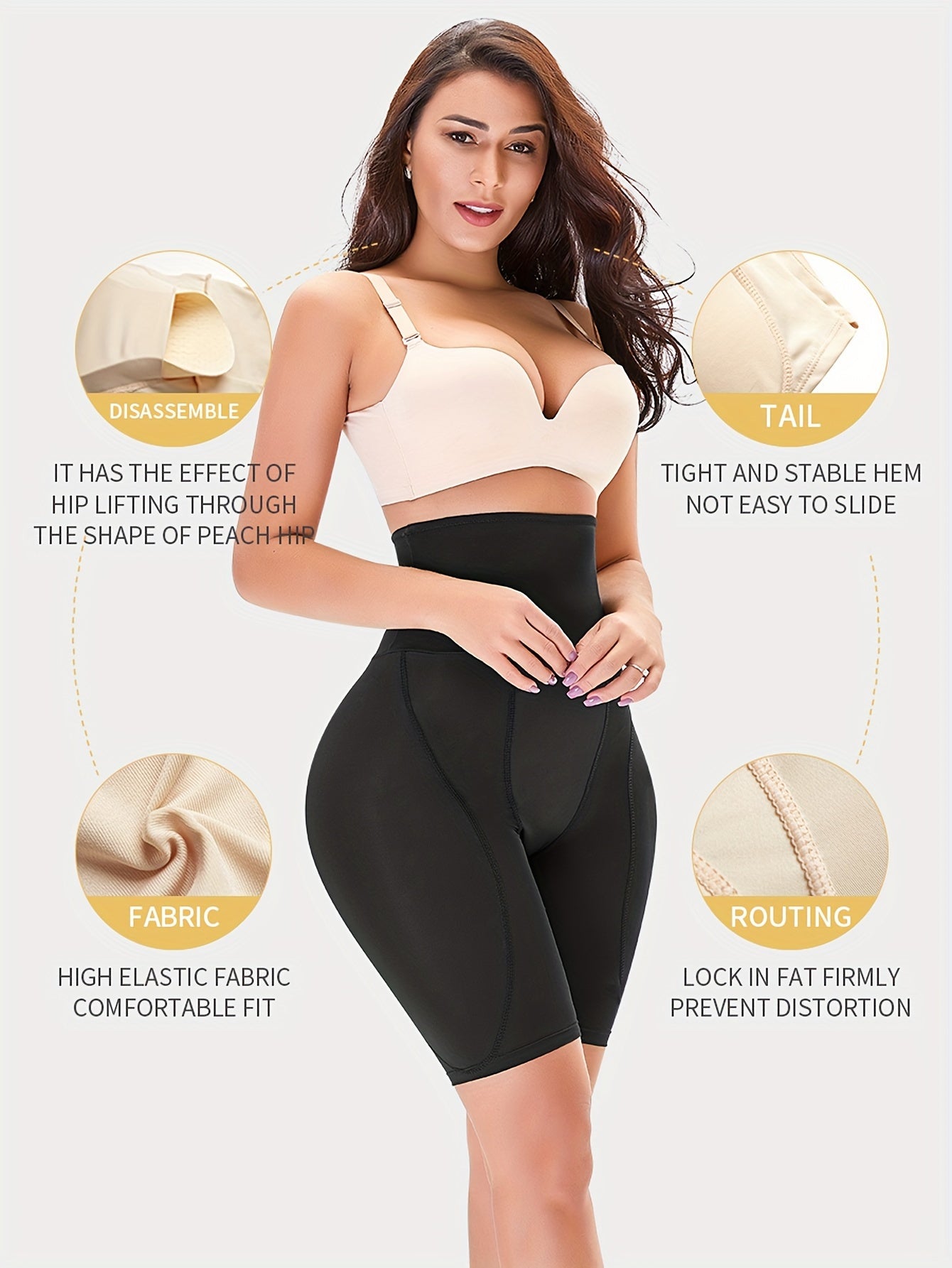 Bragas moldeadoras sin costuras para mujer, control de abdomen, levantamiento de glúteos, color sólido, spandex y poliéster