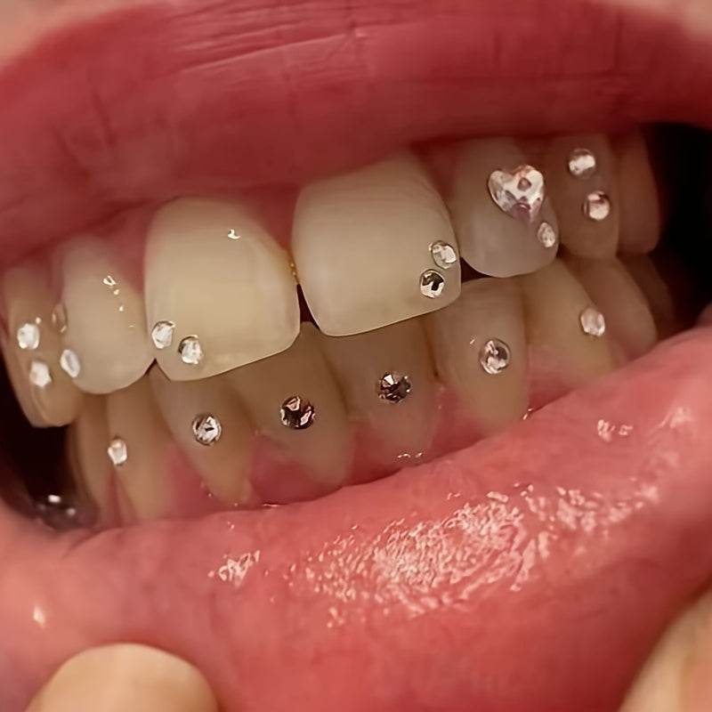 Conjunto de joyería de corazón de amor Y2K para mujeres y adolescentes con rhinestones blancos para San Valentín y fiestas