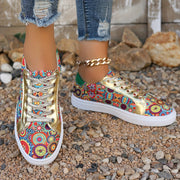 Plus Size Women's Fashion Sneakers Breathable Floral Print Low Tops