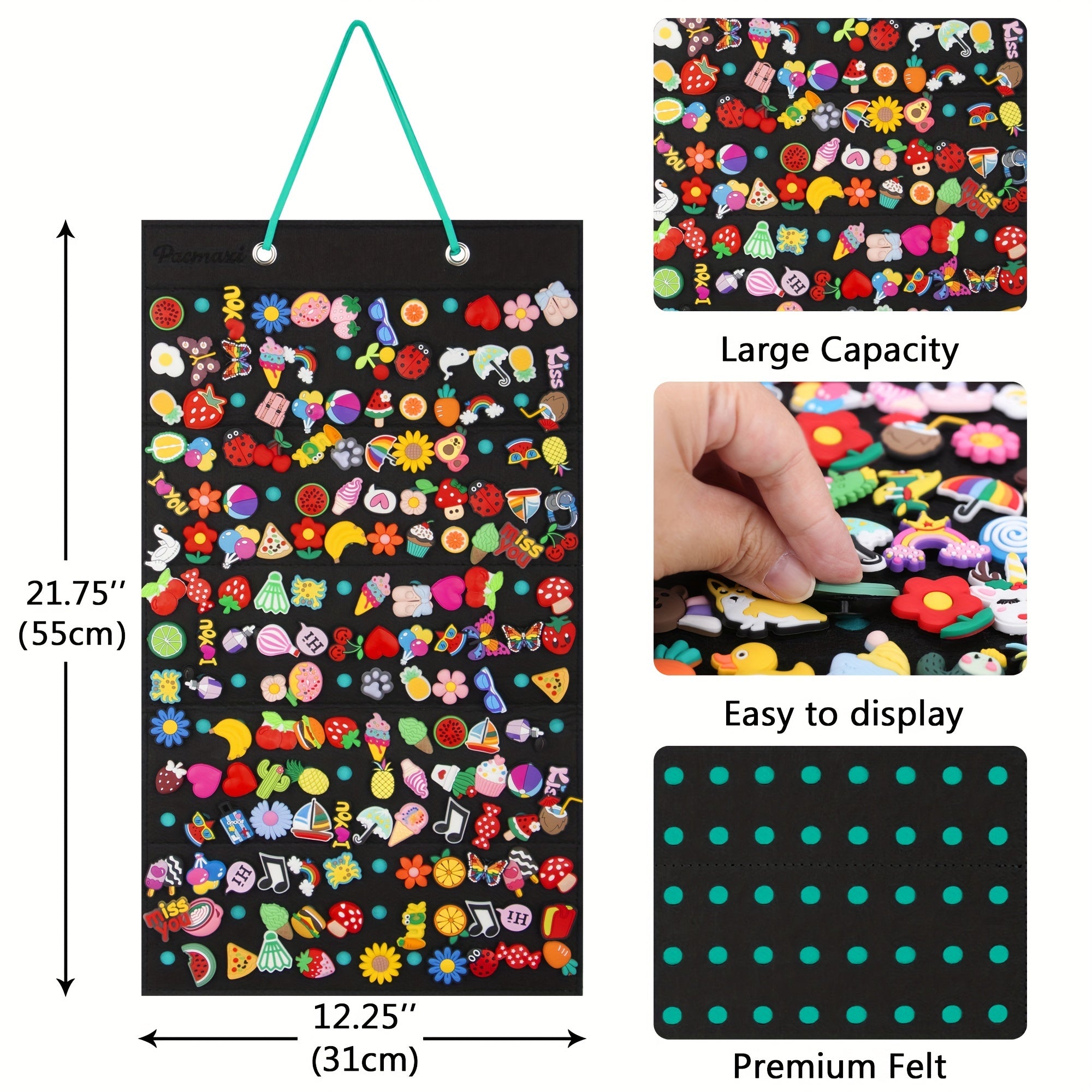 Hanging Shoe Charms Organizer Wall Mount with 180 Holes for Shoe Decorations