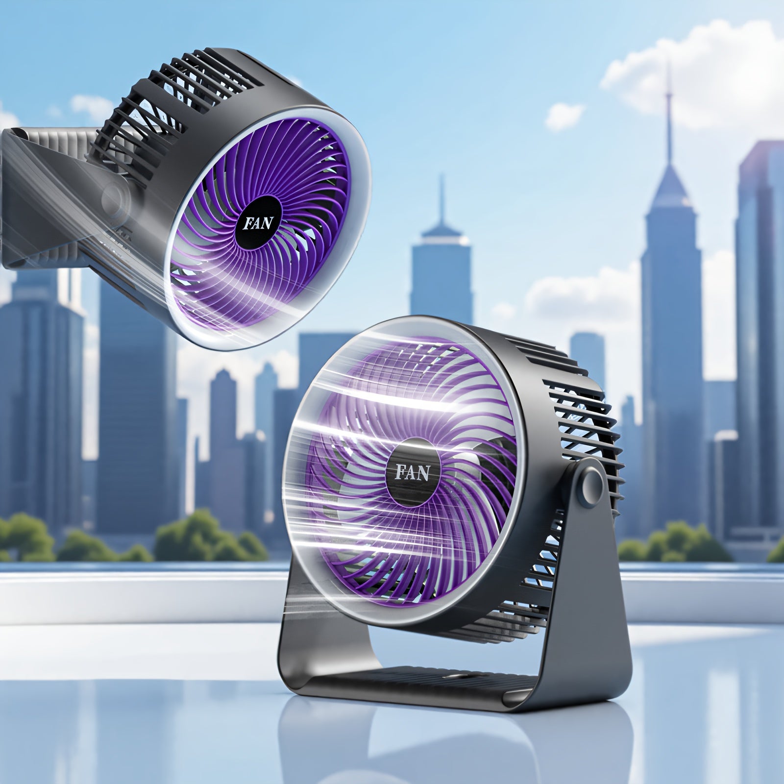 Compact USB fan with adjustable angle for indoor outdoor use in home travel dorms