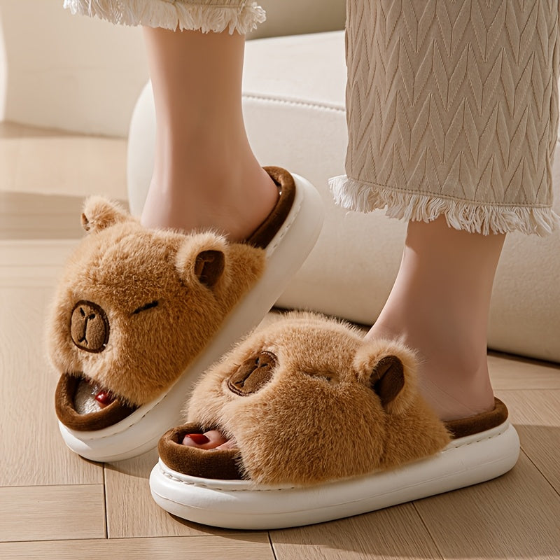 Unisex Fabric Open Toe Slippers for Home All-Season Comfort