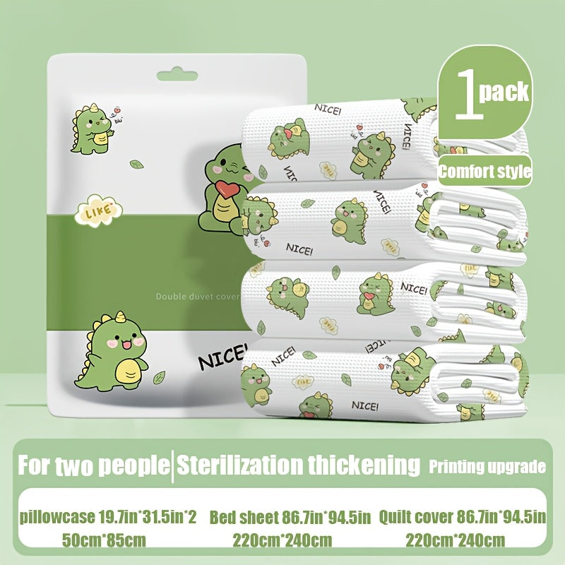 Disposable Bedding Set of Four Sheets Quilts and Pillowcases for Single Use