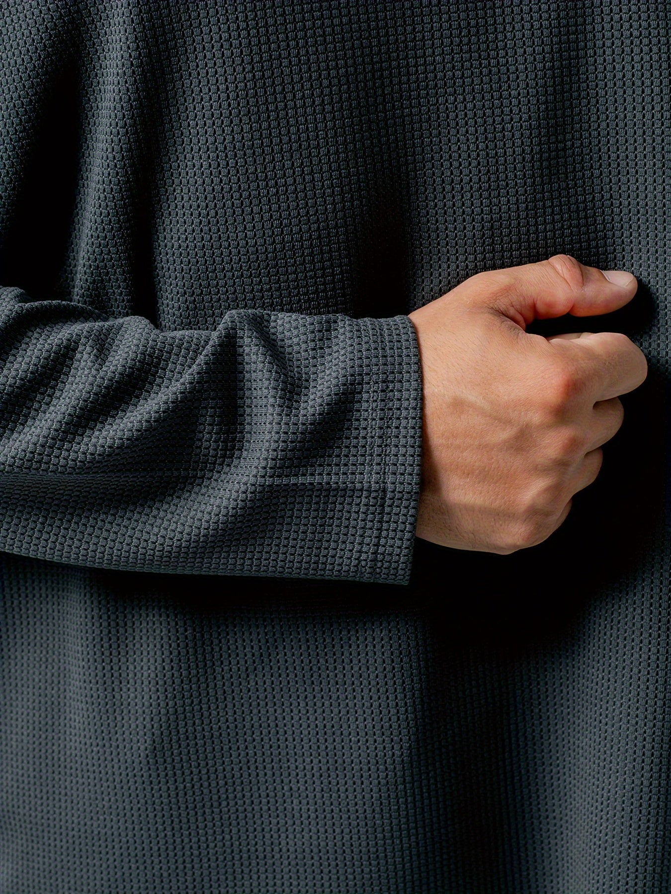 Men's Plus Size Thermal Knit Pullover Casual Stripes Loose Fit Crew Neck Winter