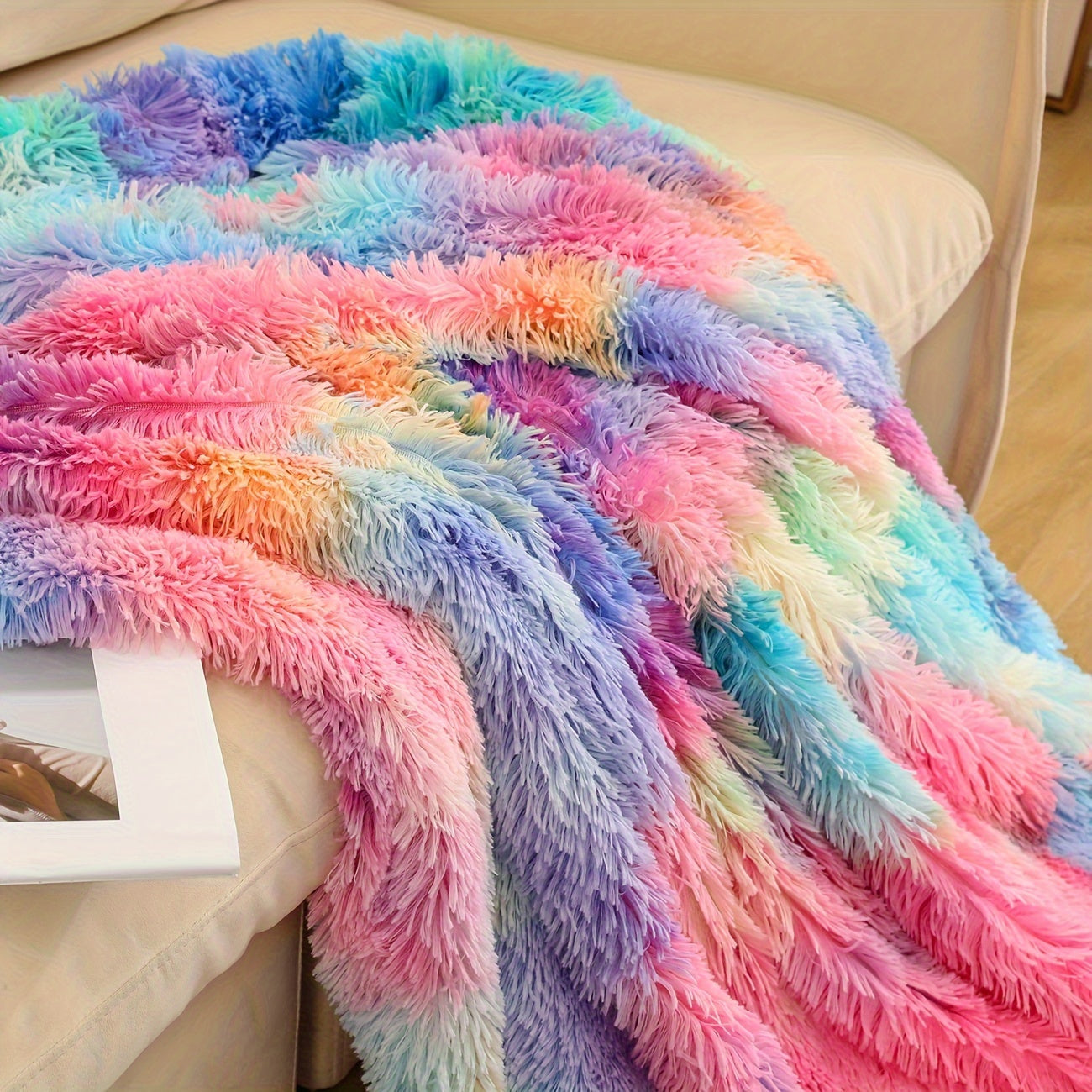Bohemian Plush Throw Blanket Cozy Soft Warm for Couch Bed Outdoor Gift