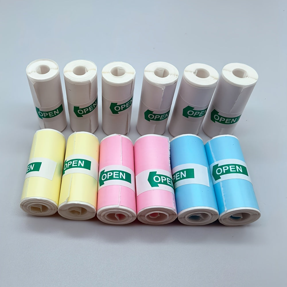 12 ta rulon mini termal printer qog'ozi 57x25mm oq va rangli stikerlar portativ termal printerlar uchun