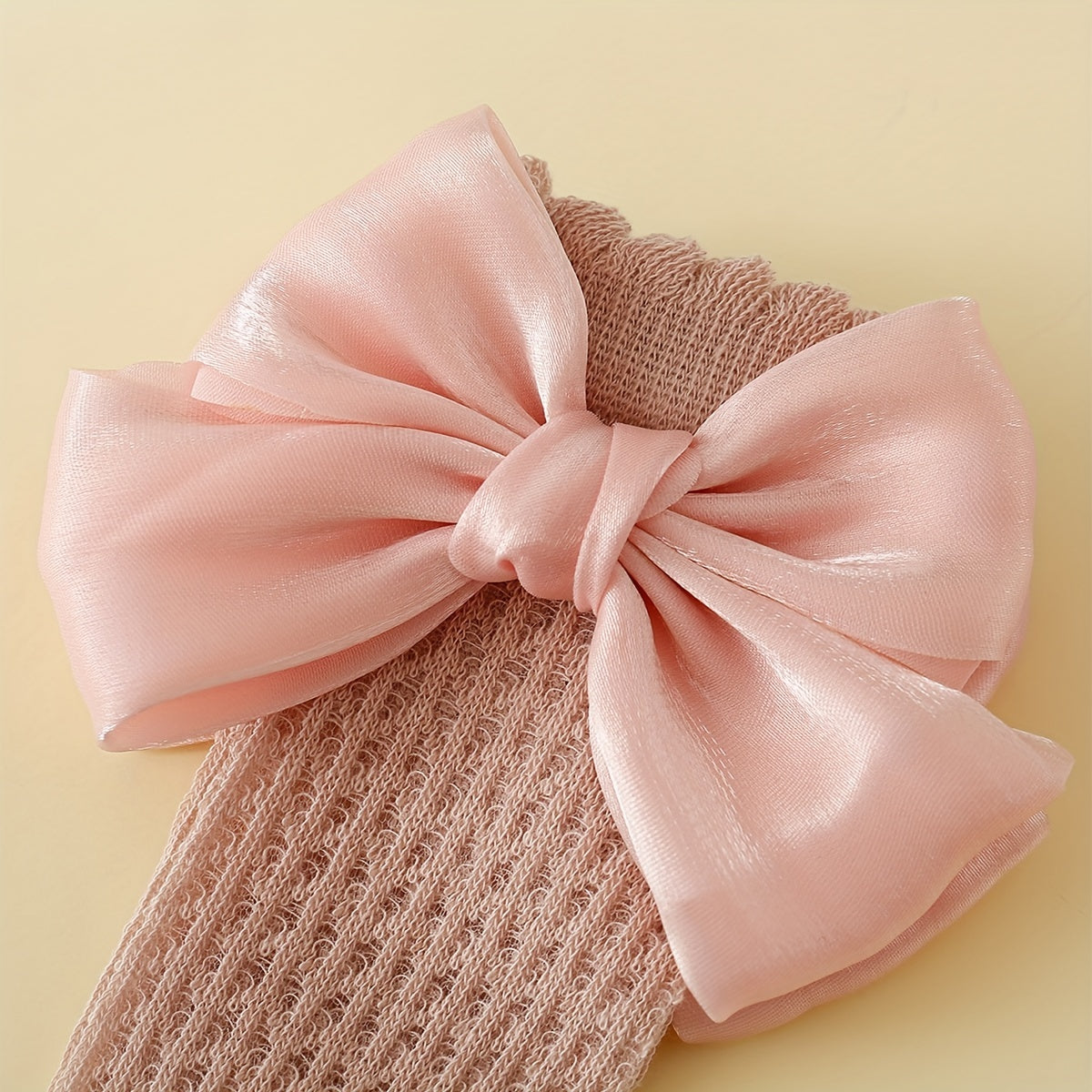 Набор из 4 пар детских носков для малышей, до колена, сетчатые, с узором из бантиков, хлопок